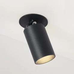 Arcchio Einbaustrahler Davin, schwarz, Zylinder, 2er-Set