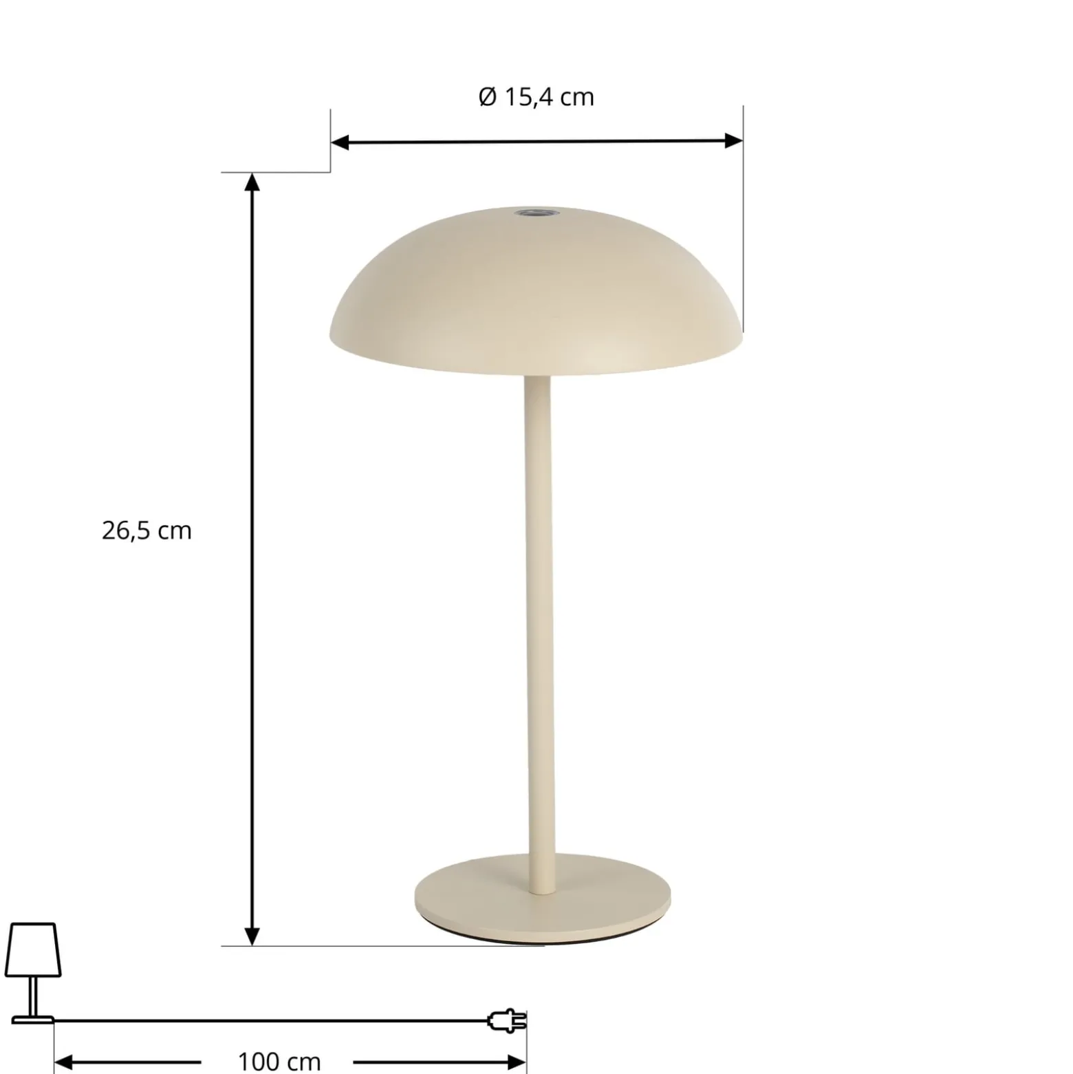 Arcchio LED-Akkutischleuchte Thenra, beige, Wandhalterung