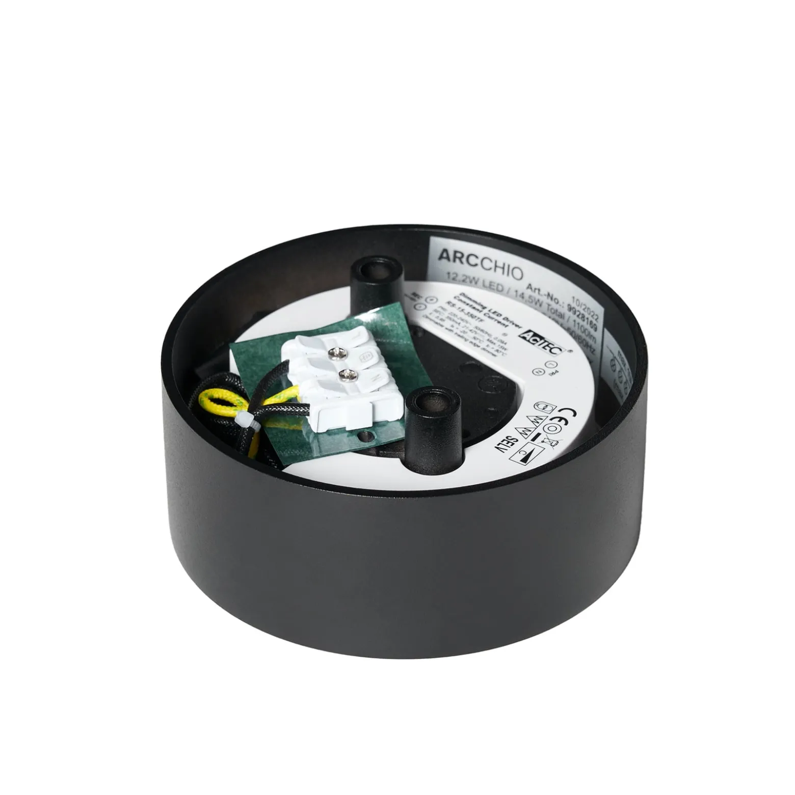Arcchio LED-Deckenlampe Rotari, schwarz, Metall, Ø 12cm