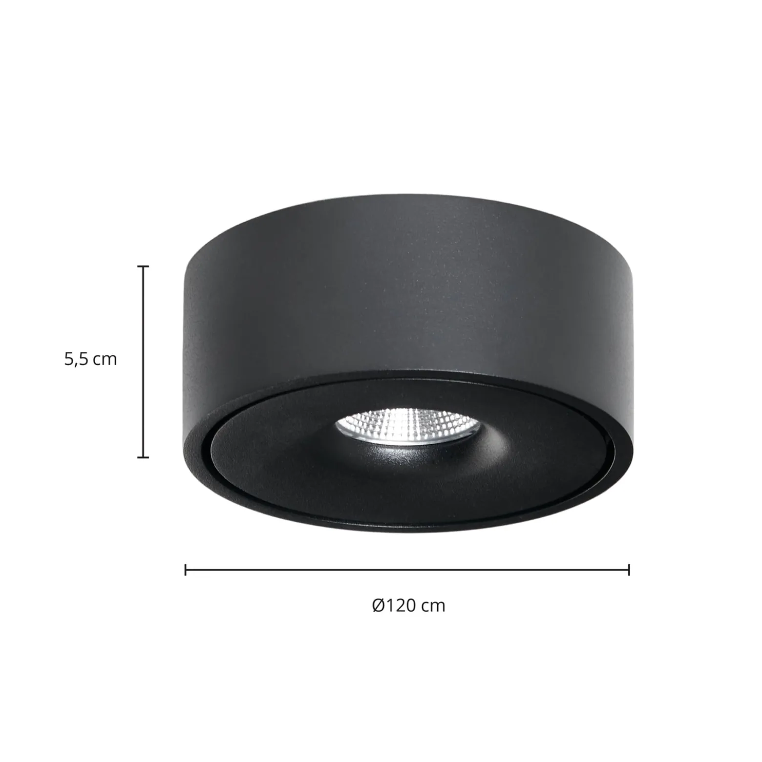 Arcchio LED-Deckenlampe Rotari, schwarz, Metall, Ø 12cm