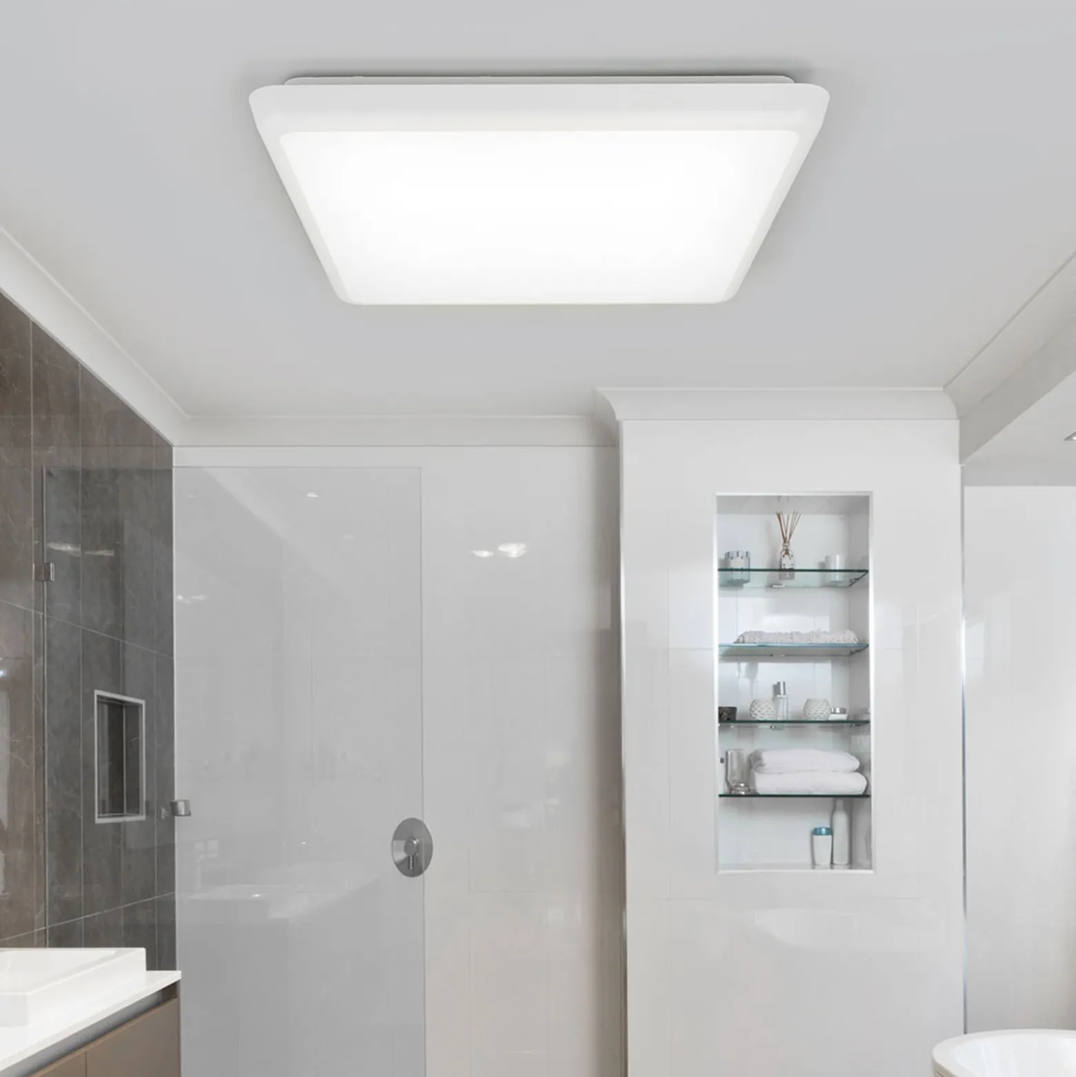Arcchio LED-Deckenleuchte Augustin, 30 x 30 cm, weiß, IP54