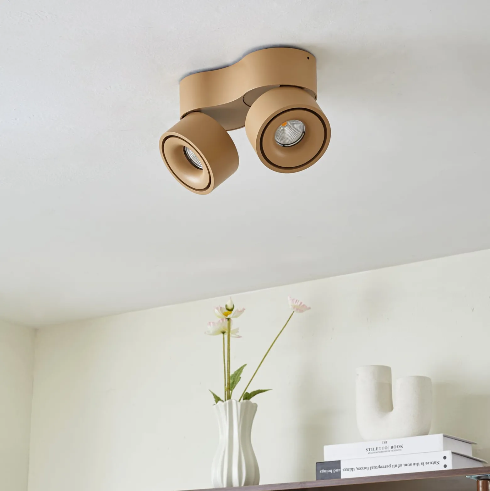 Arcchio LED-Deckenstrahler Rotari, braun, 2-flg., 8,9W