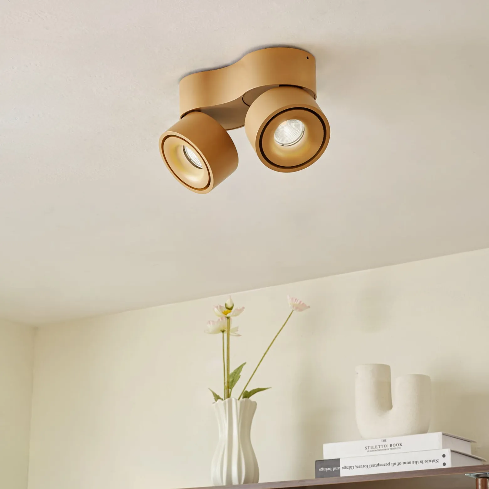 Arcchio LED-Deckenstrahler Rotari, braun, 2-flg., 8,9W