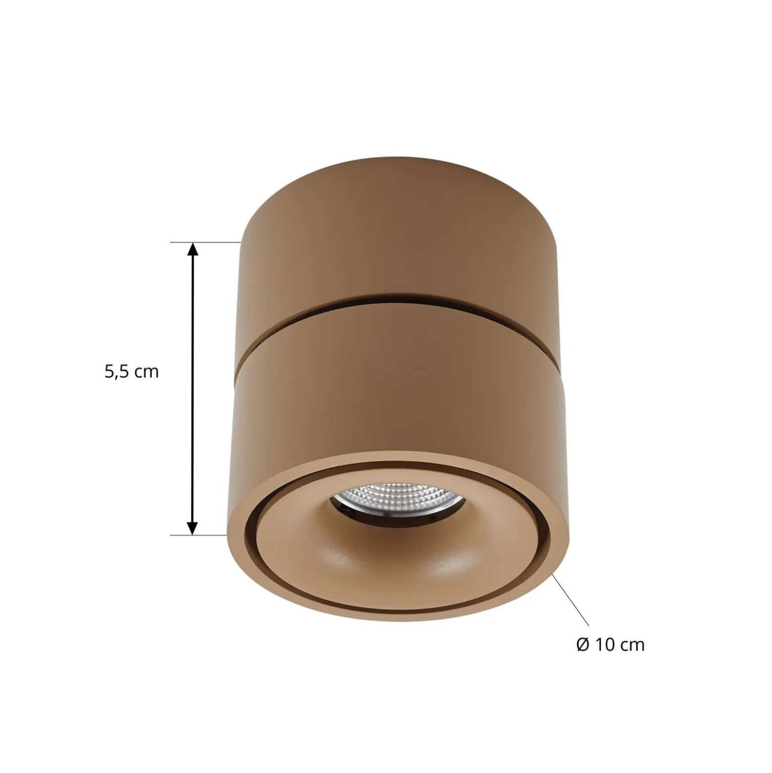 Arcchio LED-Deckenstrahler Rotari, braun, 1-flg., 8,9W