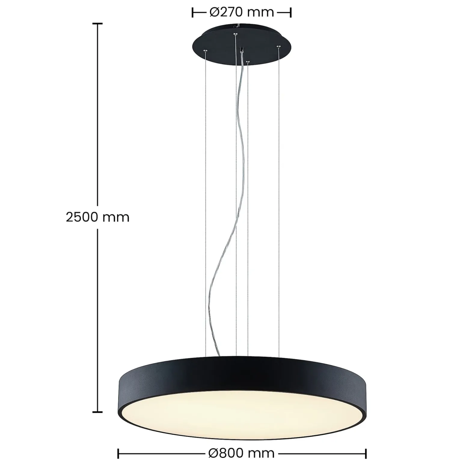 Arcchio LED-Hängelampe Noabelle, Ø 80 cm, schwarz, Metall