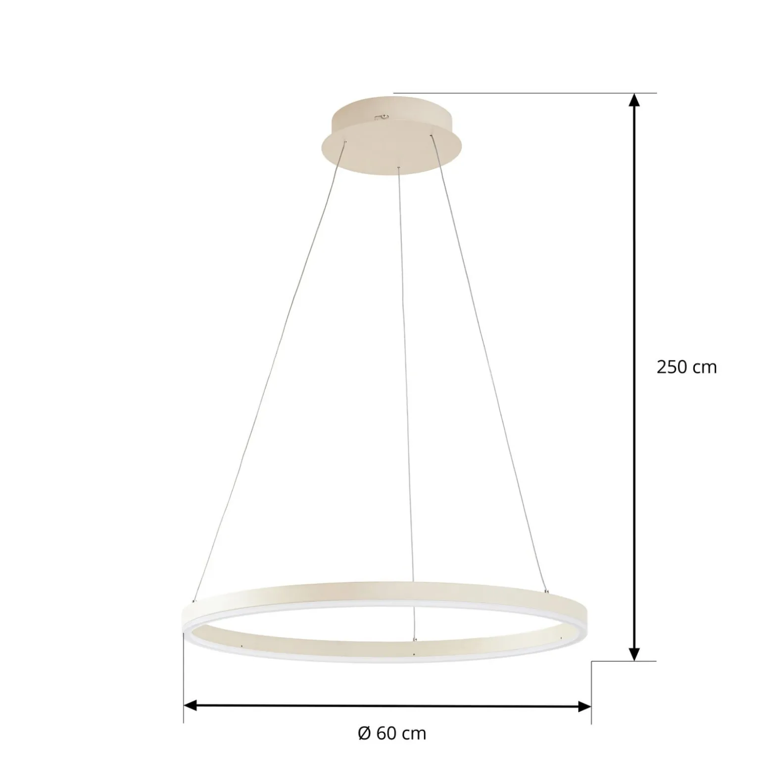 Arcchio LED-Hängeleuchte Albiona, beige, 1 Ring, Ø 60 cm
