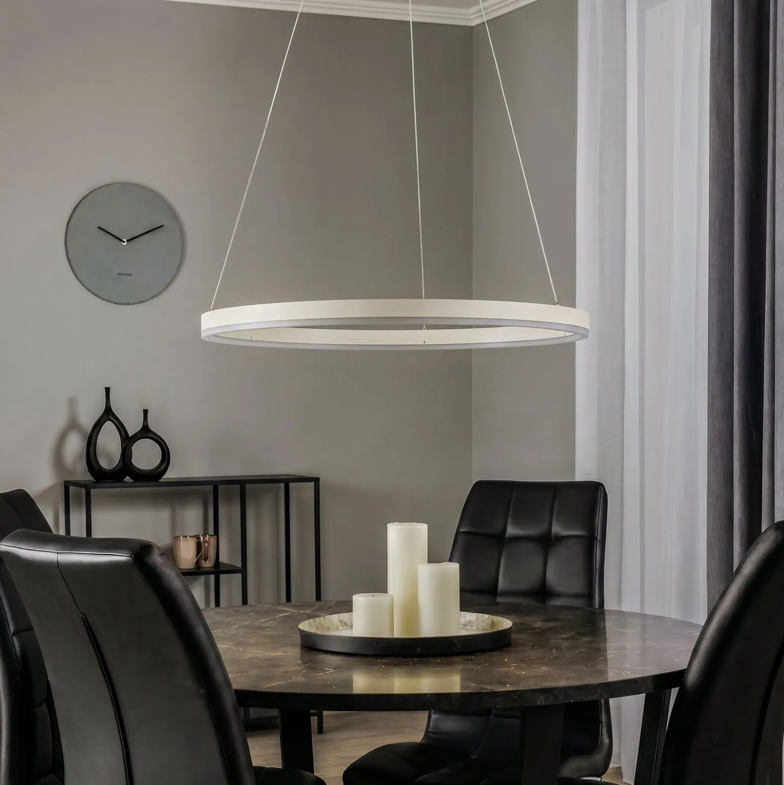 Arcchio LED-Hängeleuchte Albiona, beige, 1 Ring, Ø 60 cm