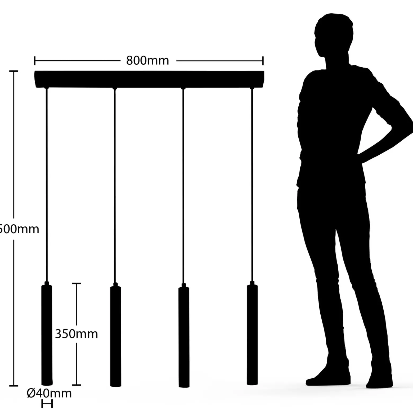 Arcchio LED-Hängeleuchte Kammeron, schwarz, Metall, 80 cm