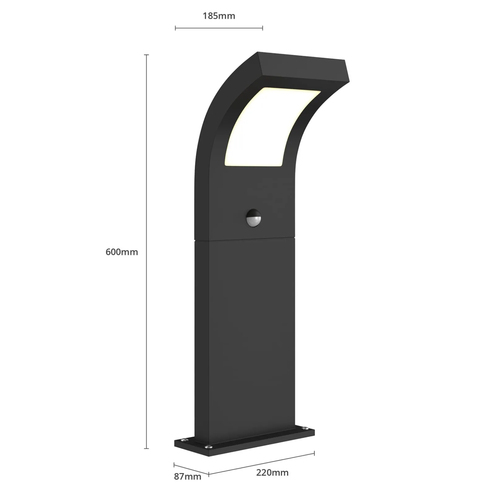 Arcchio LED-Wegelampe Advik, 60 cm, anthrazit, Sensor, IP54