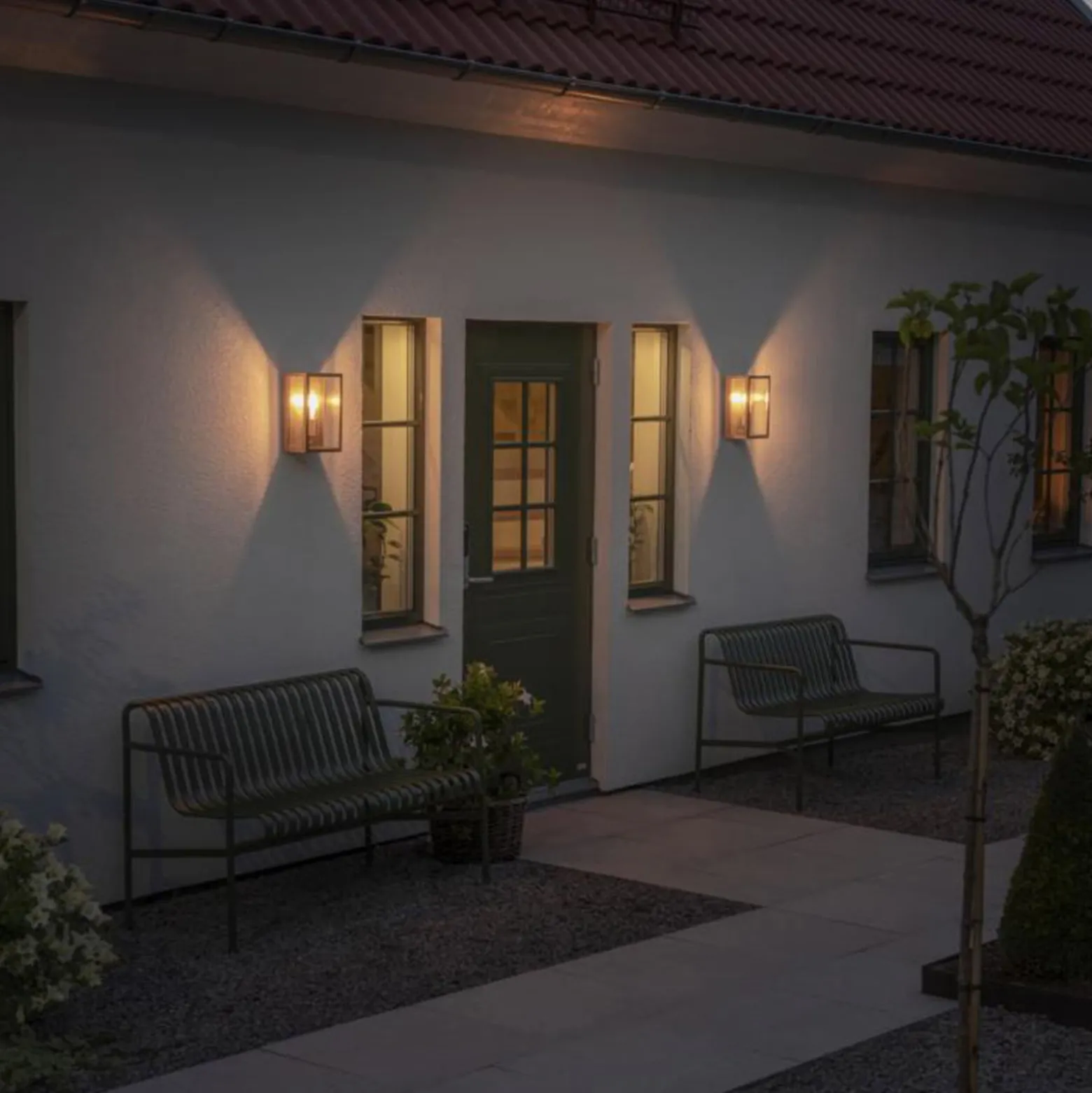 Außenwandlampe Carpi, messing, Breite 18cm