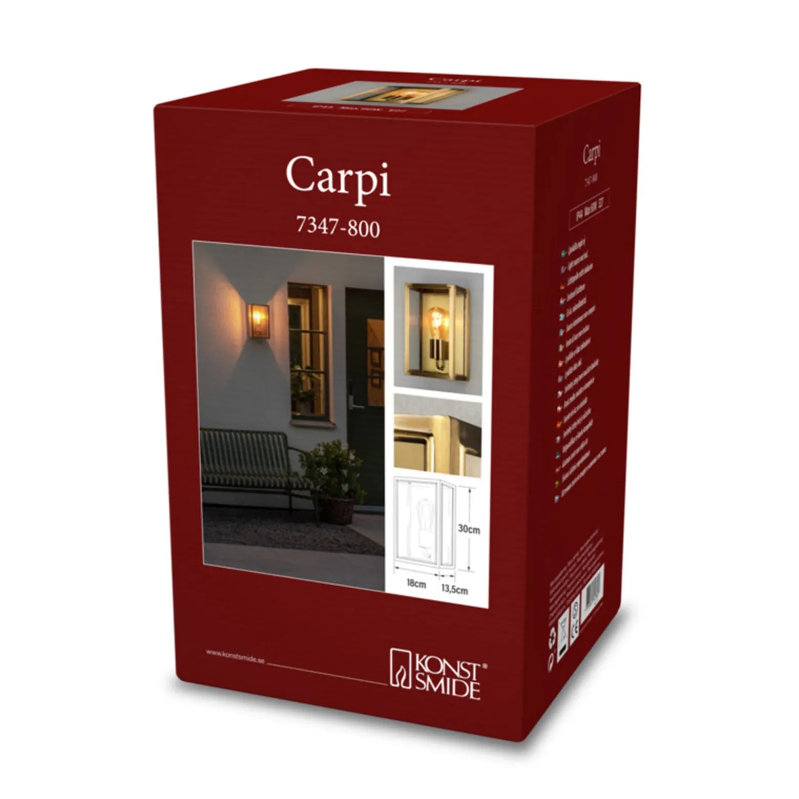 Außenwandlampe Carpi, messing, Breite 18cm