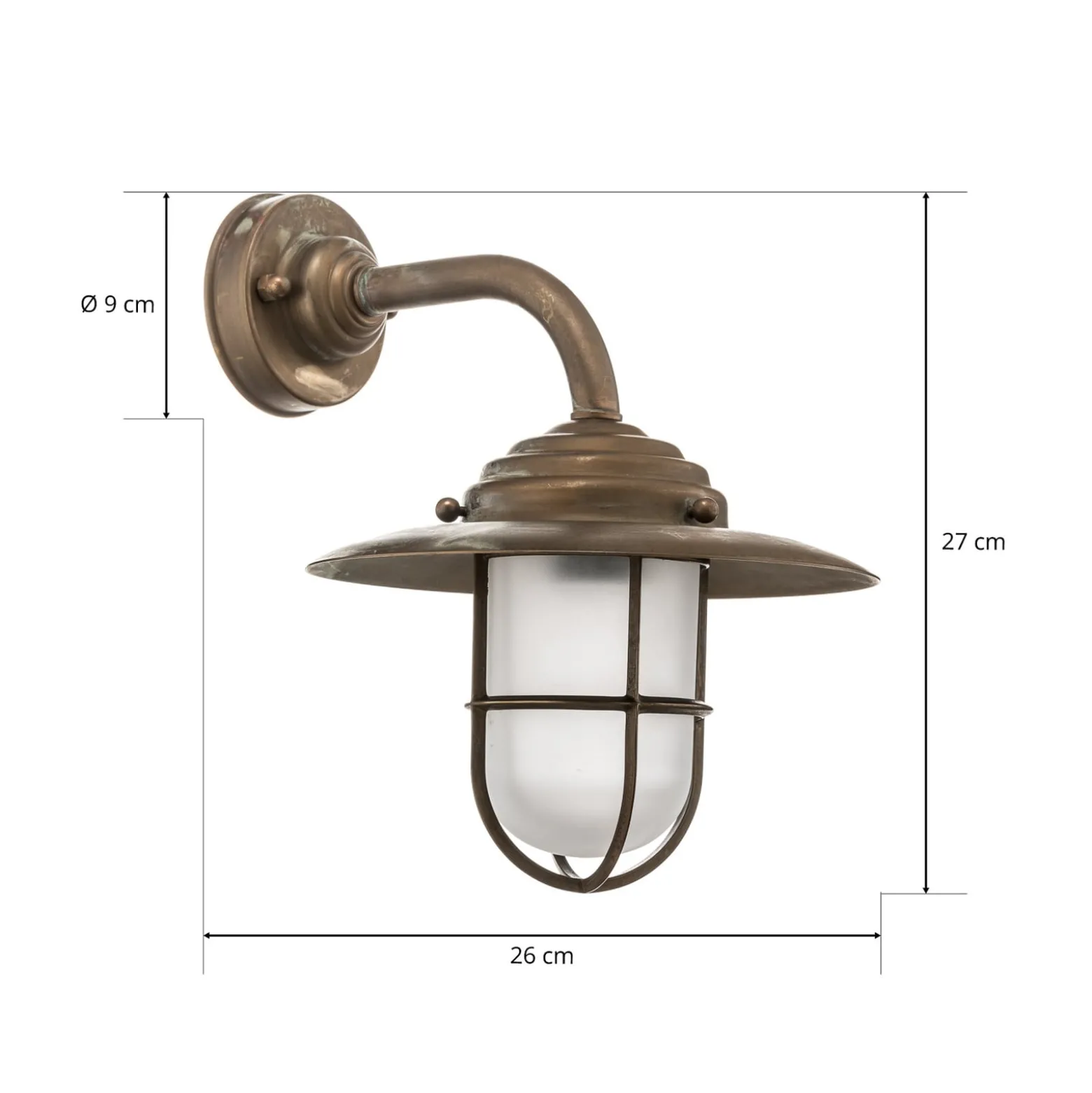 Außenwandleuchte Antique mit Gitter, Glas matt