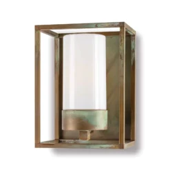 Außenwandleuchte Cubic³ 3366 messing antik/opal