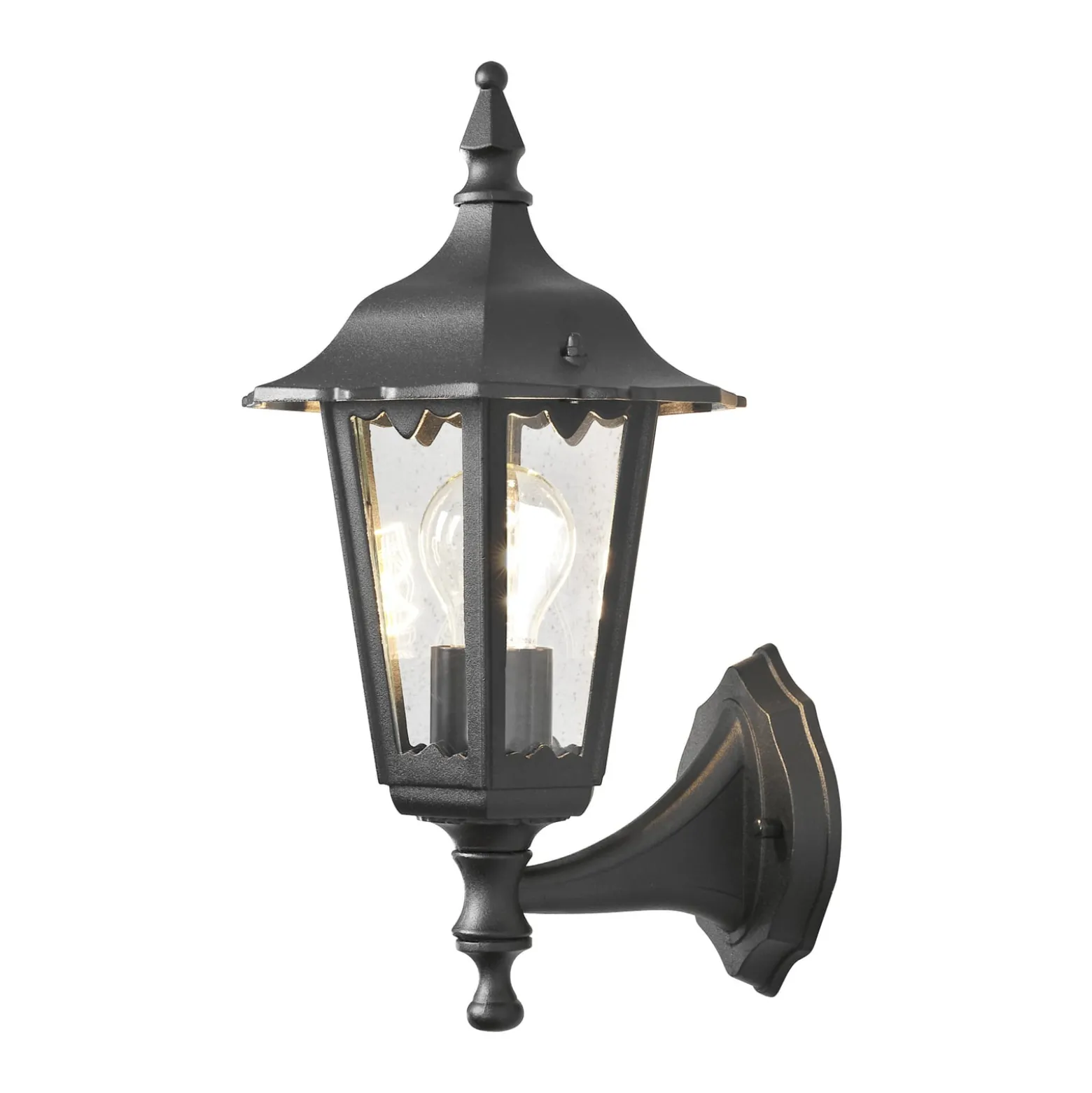 Außenwandleuchte Firenze, schwarz, Fassung oben, 36 cm