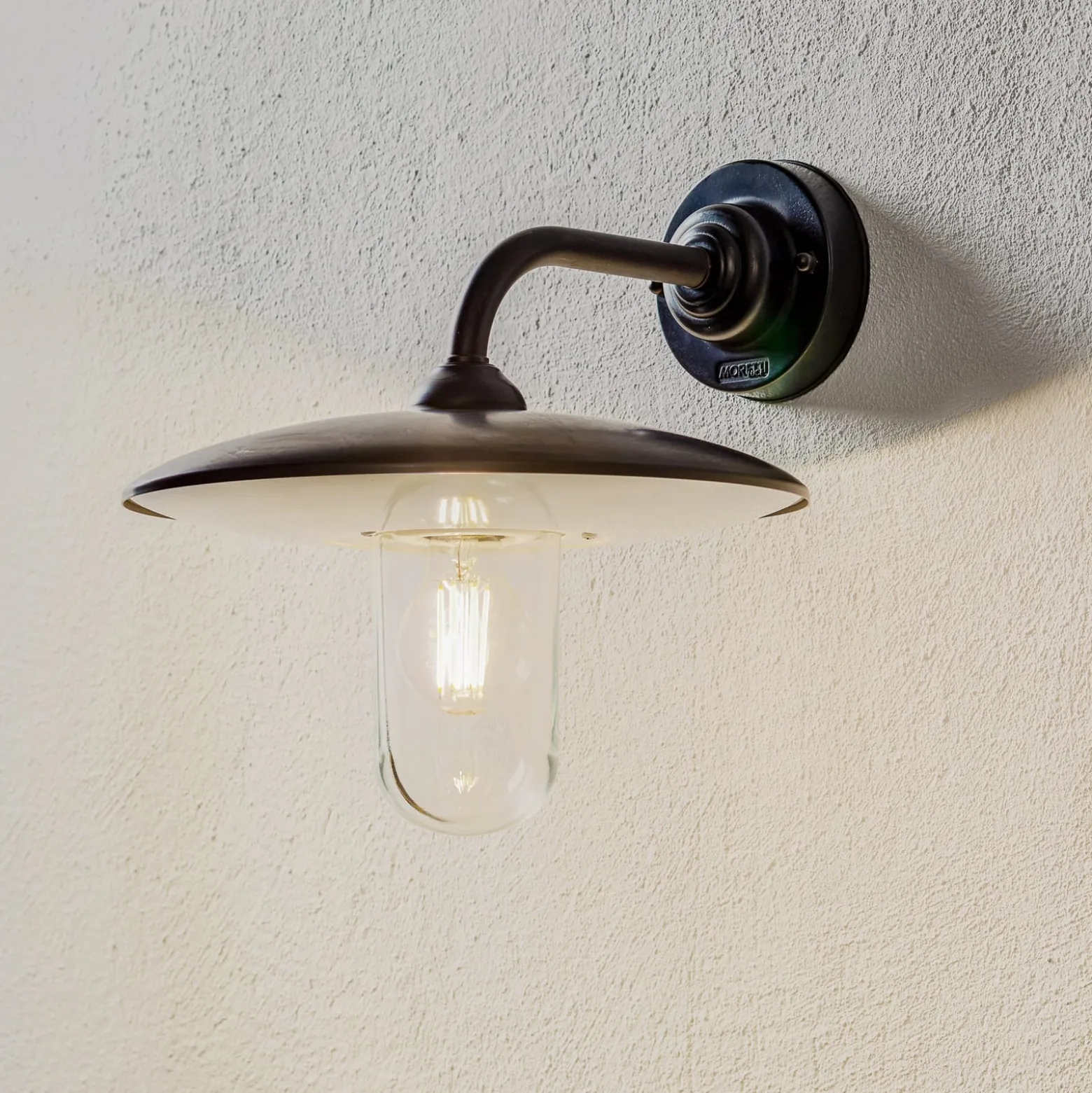 Außenwandleuchte Golfo Messing brüniert, Glas klar
