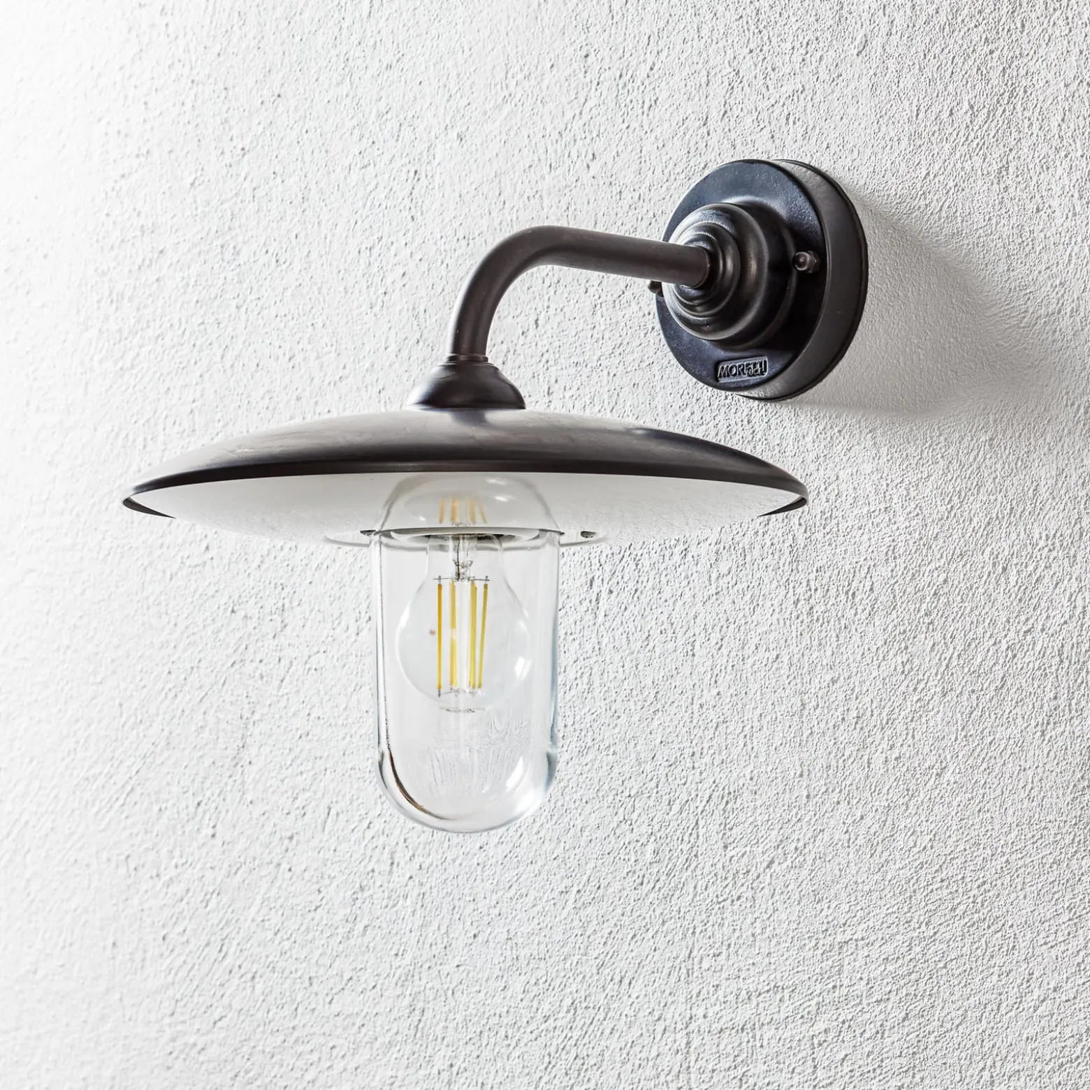 Außenwandleuchte Golfo Messing brüniert, Glas klar