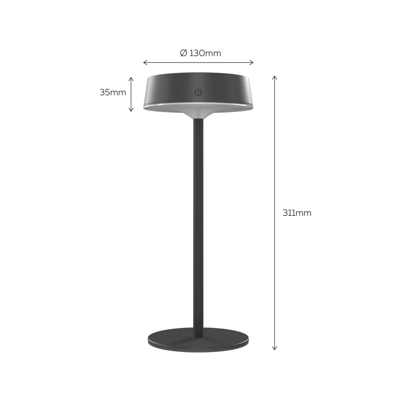 Calex LED-Solar-Akku-Tischleuchte Parma, dimmbar, schwarz