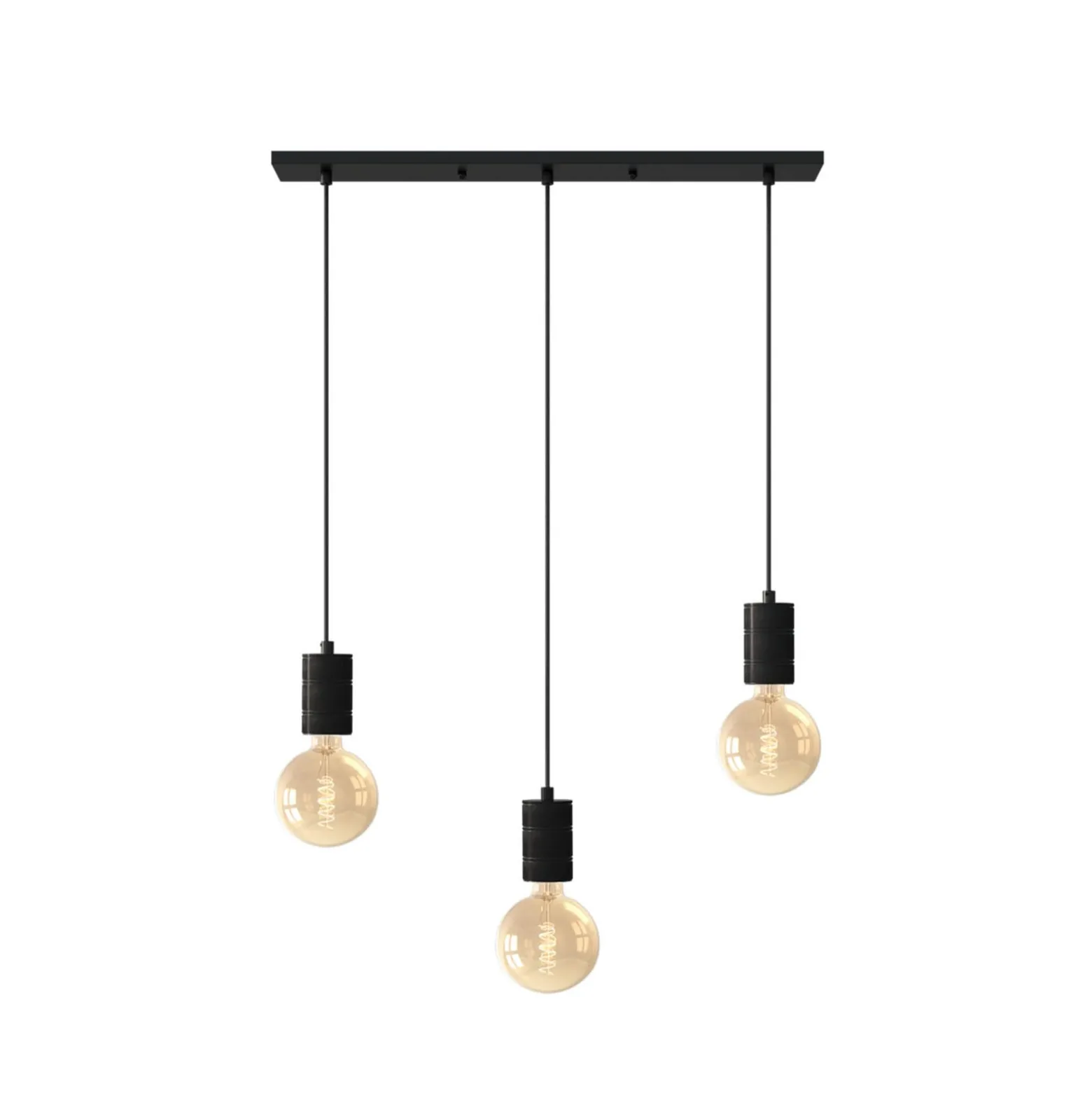 Calex Retro Pendelleuchte, eckig, 3-flg., schwarz