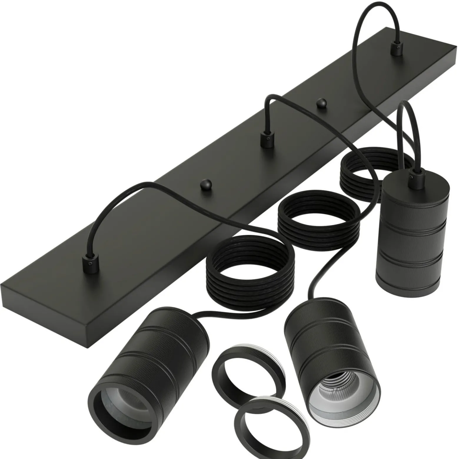 Calex Retro Pendelleuchte, eckig, 3-flg., schwarz