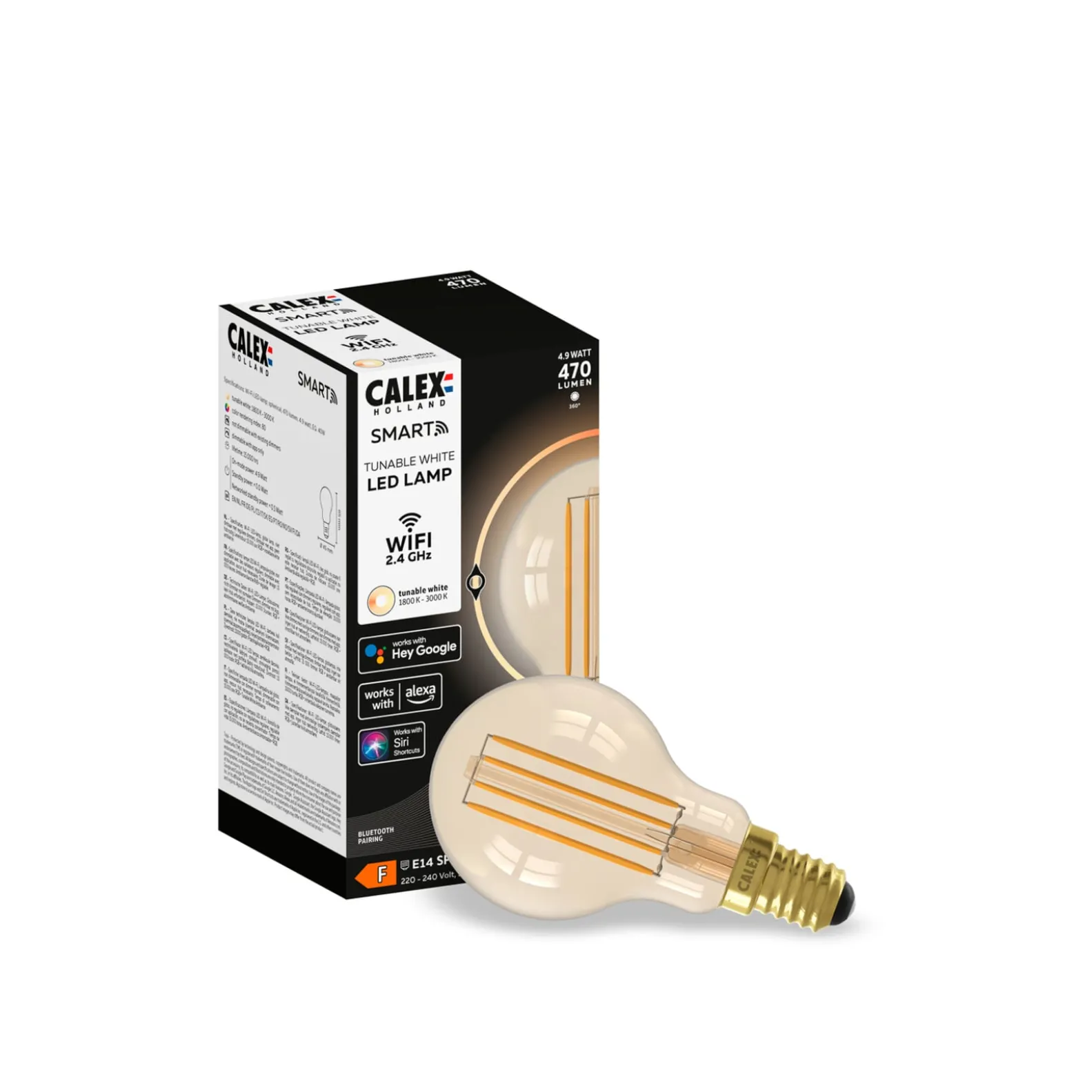 Calex Smart E14 P45 4,5W 1800-3000K dimm gold 2er