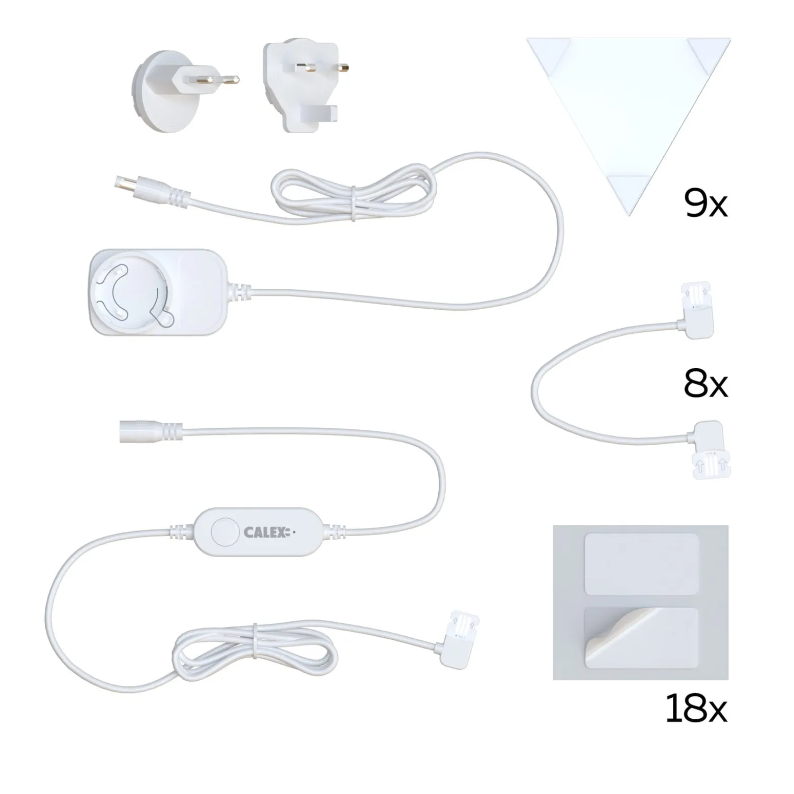 Calex Smart LED-Wandleuchte TRIANGLES, 9-teilig, RGBW, dim