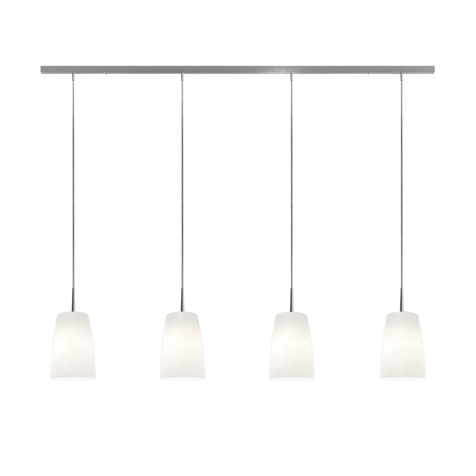 Casablanca Hängelampe Mesa, weiß, Glas, 4-flg., 120 cm, E27