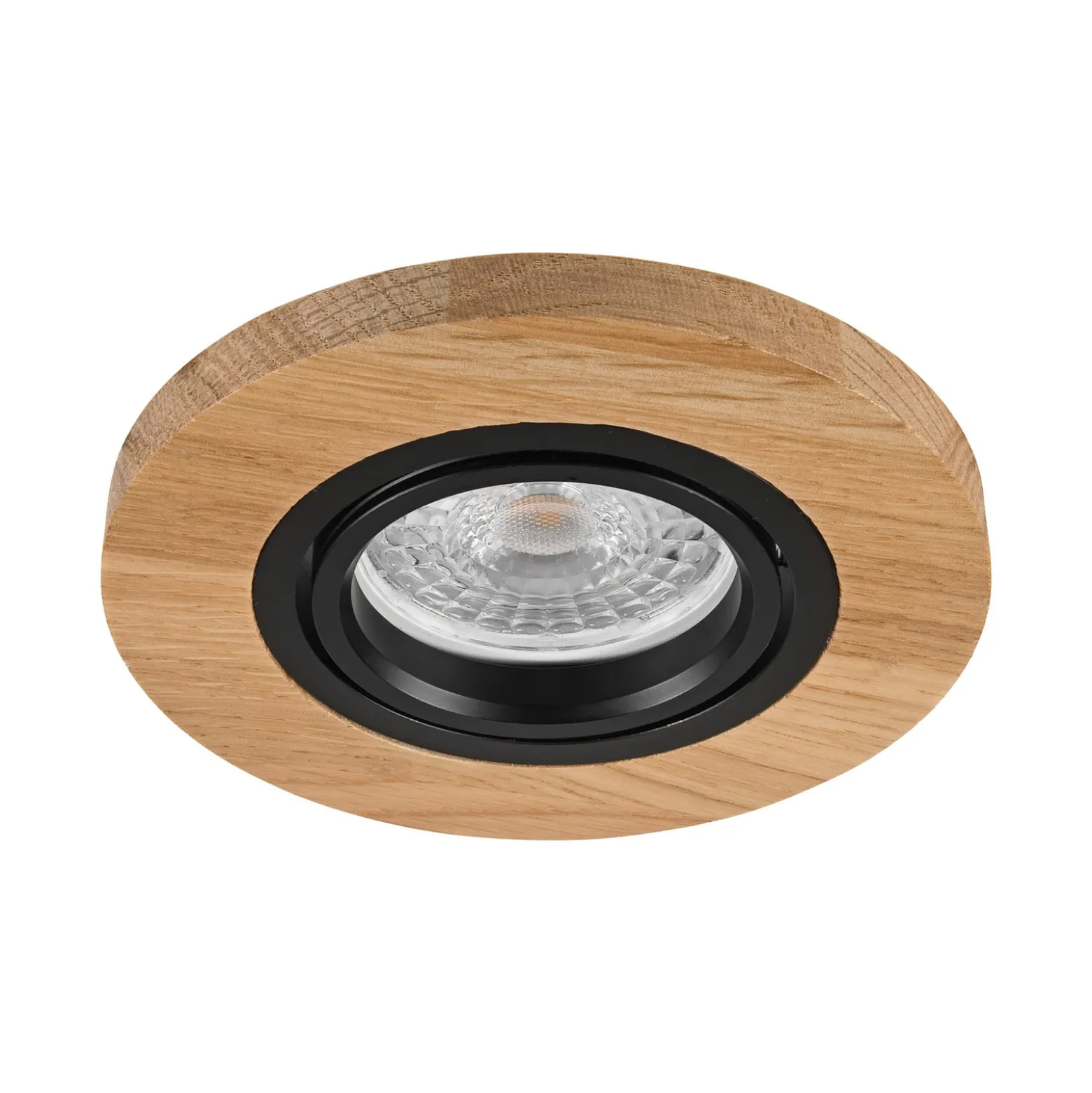 Deckeneinbauleuchte Tobby, Ø 11,5 cm, Eichenholz, GU10