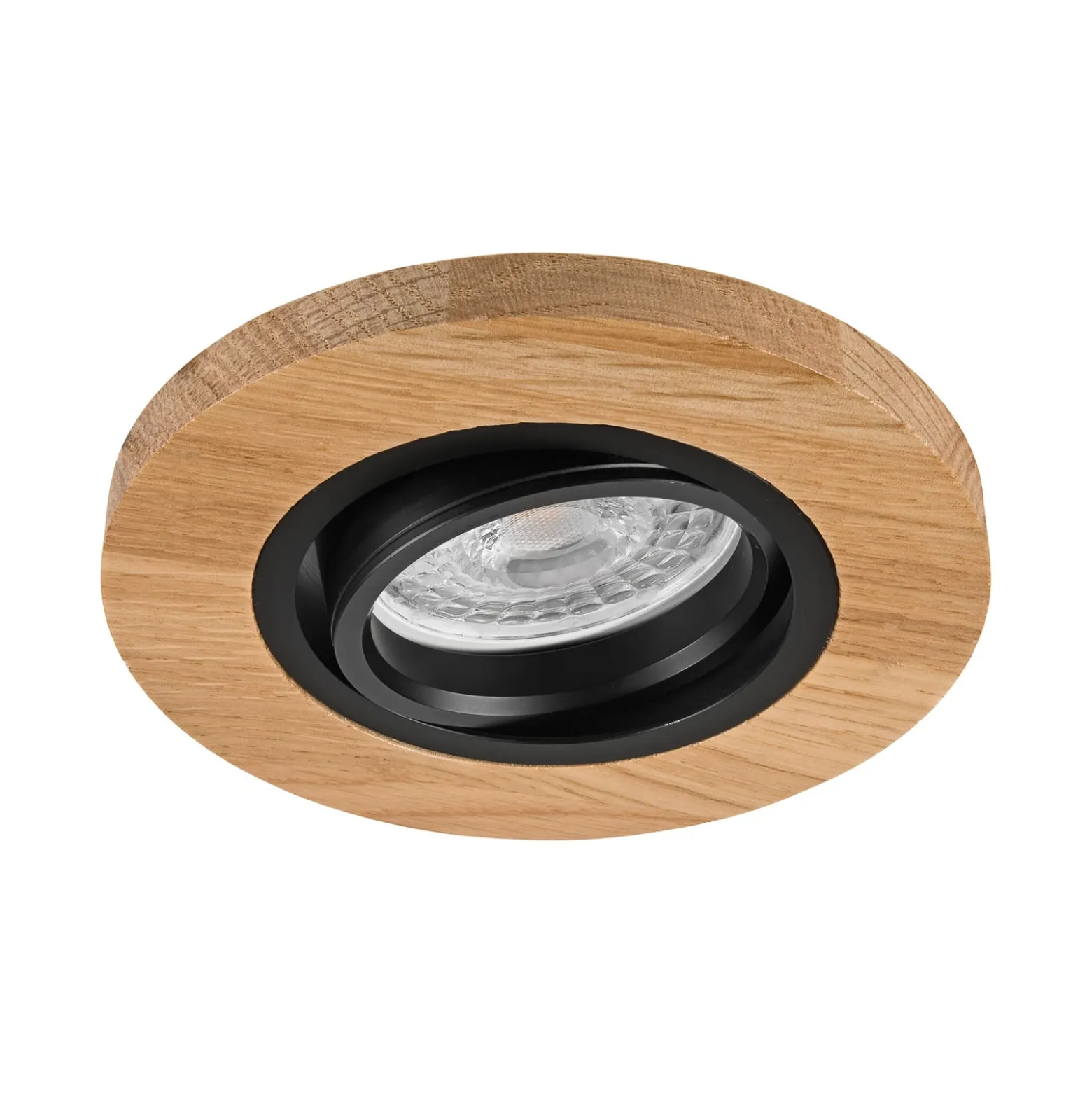 Deckeneinbauleuchte Tobby, Ø 11,5 cm, Eichenholz, GU10