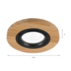 Deckeneinbauleuchte Tobby, Ø 11,5 cm, Eichenholz, GU10