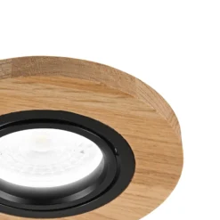 Deckeneinbauleuchte Tobby, Ø 10 cm, 3er-Set, Eichenholz GU10