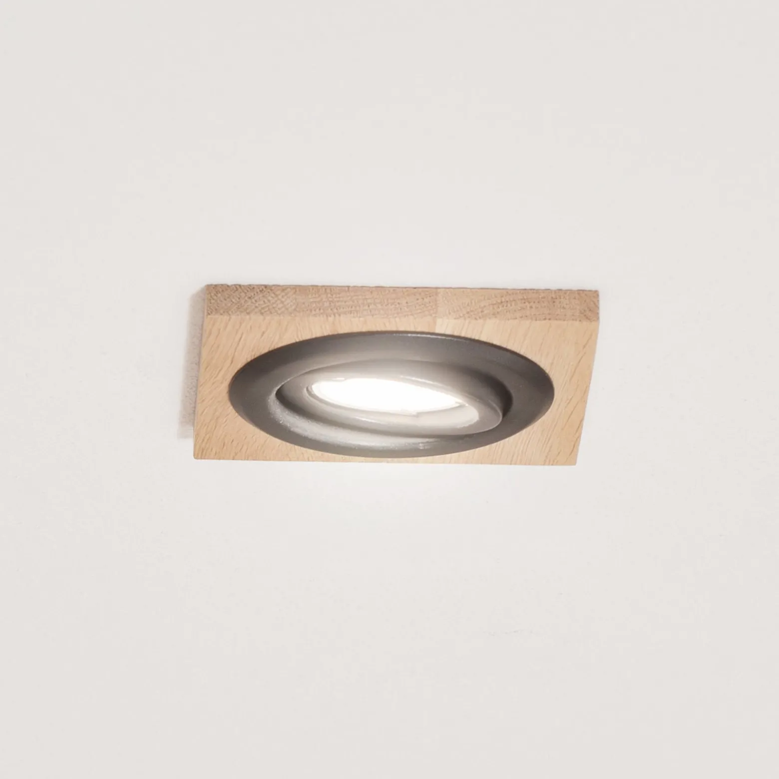 Deckeneinbauleuchte Tobby, 10 x 10 cm, Eichenholz, GU10