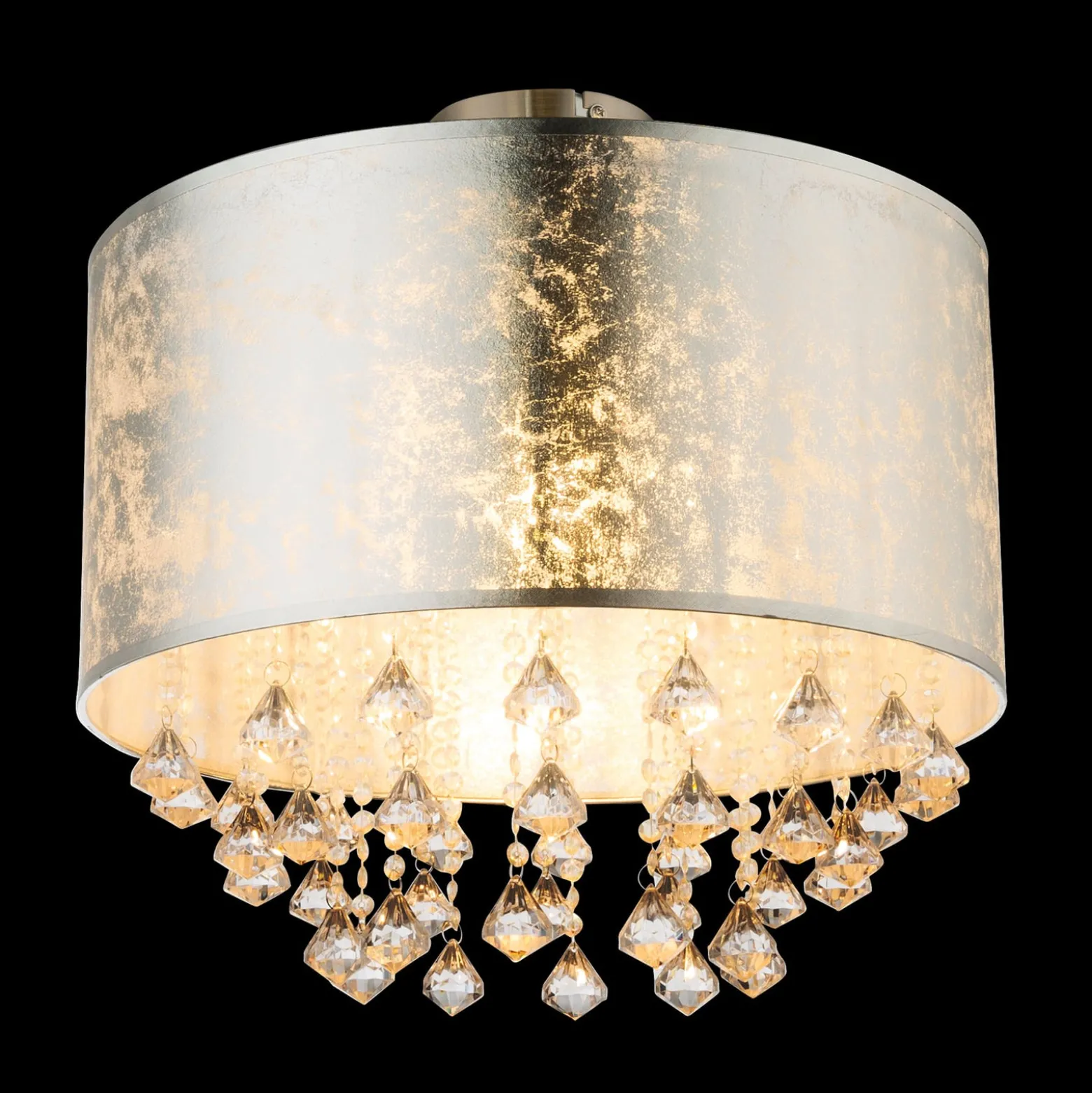 Deckenlampe Amy mit Acrylkristallen, blattsilber
