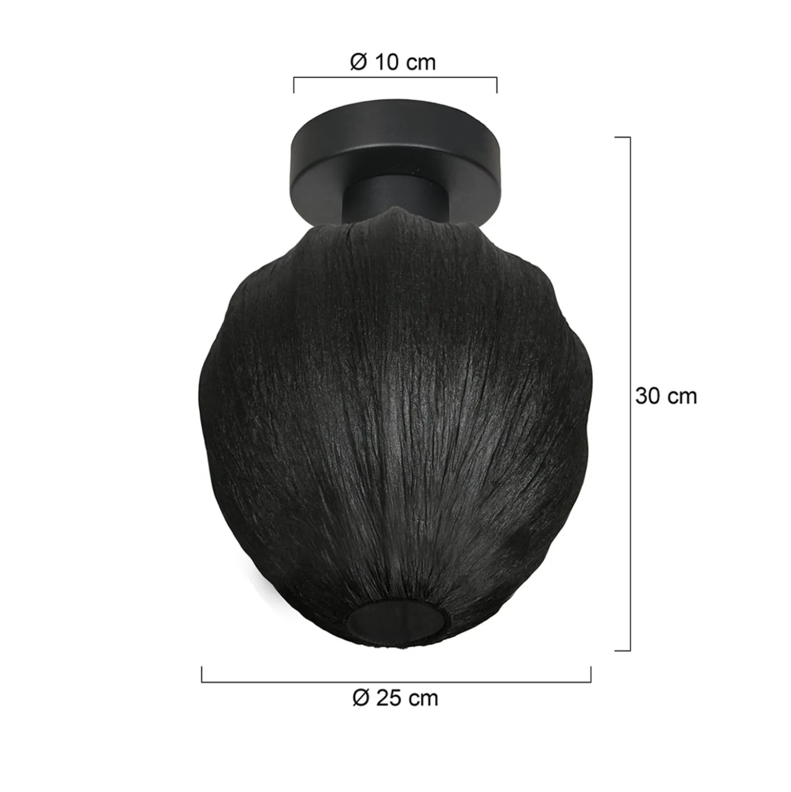 Deckenlampe Bloeba, schwarz, Ø 25 cm, Leinen/Metall