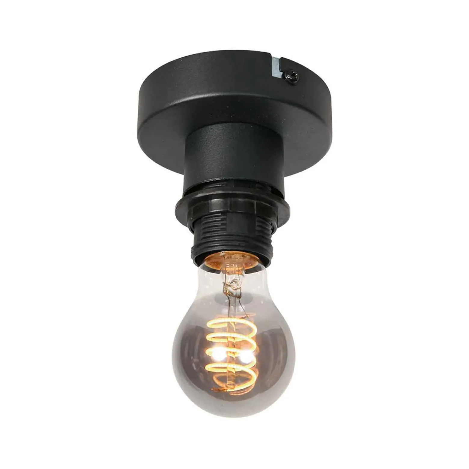 Deckenlampe Bloeba, schwarz, Ø 25 cm, Leinen/Metall