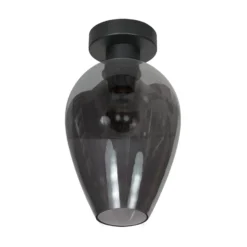 Deckenlampe Bloeba, schwarz/rauchgrau, Ø 22 cm, Glas Tropfen