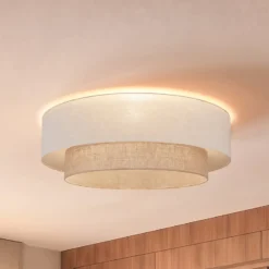 Deckenlampe Boho, beige/jute, Ø 80 cm, Textil, E27