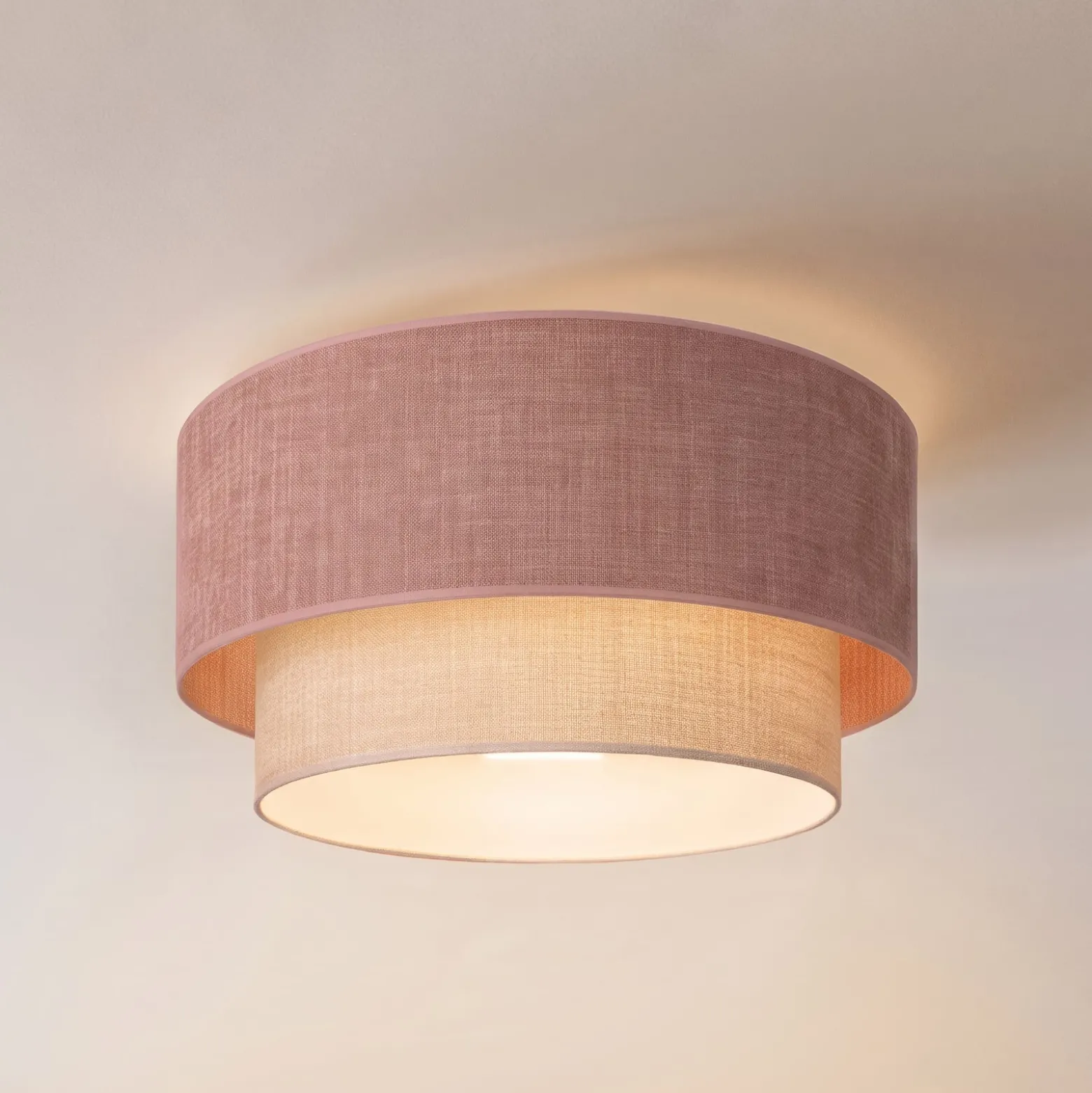 Deckenlampe Boho, pink/beige, Ø 45 cm, Textil, E27