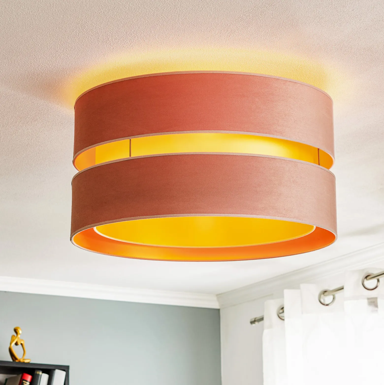 Deckenlampe Golden Duo Ø 60cm hellrosa/gold