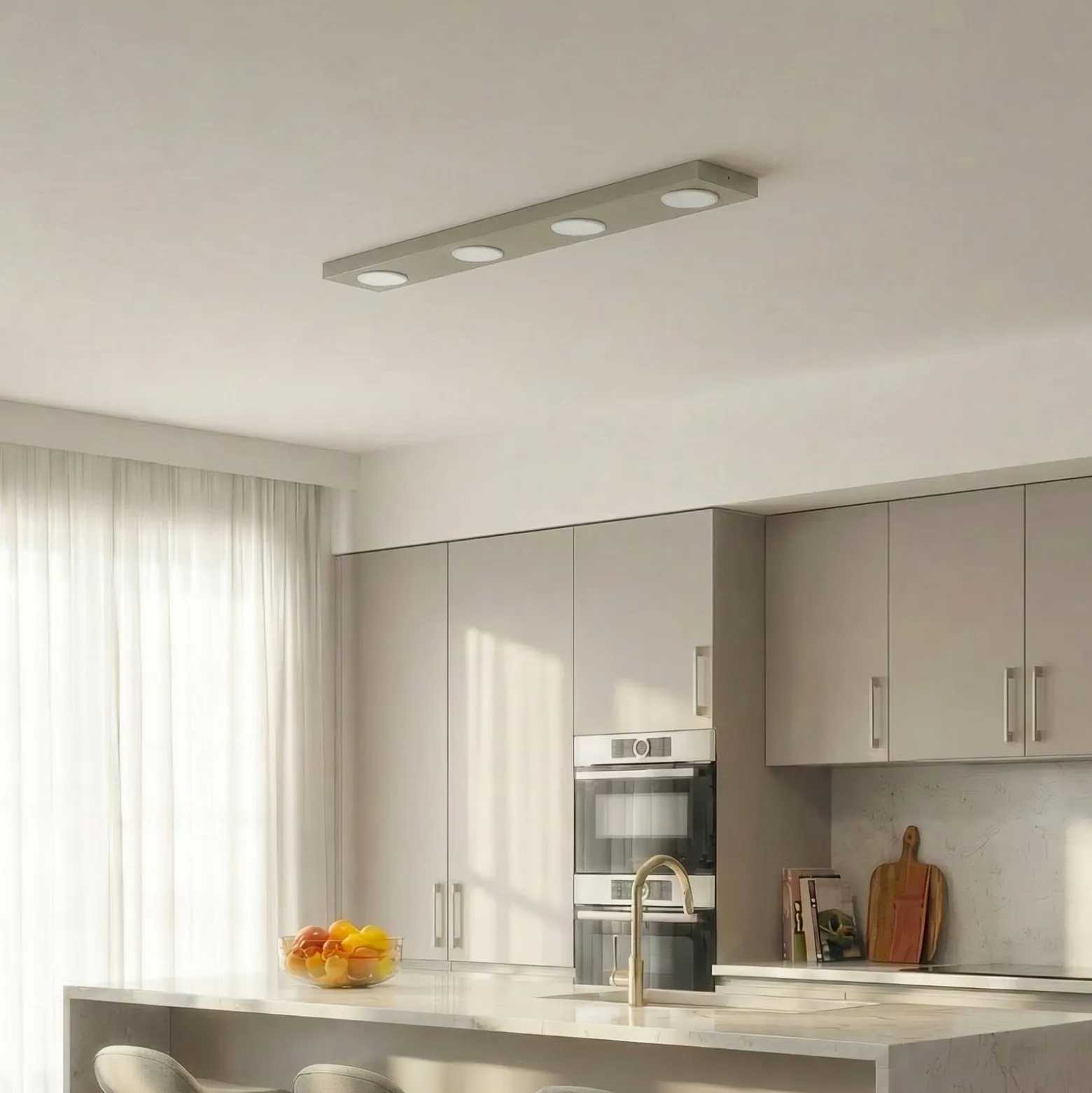 Deckenlampe Hero grau-beige, 4-fl., 75 x 12 cm, Metall, GX53