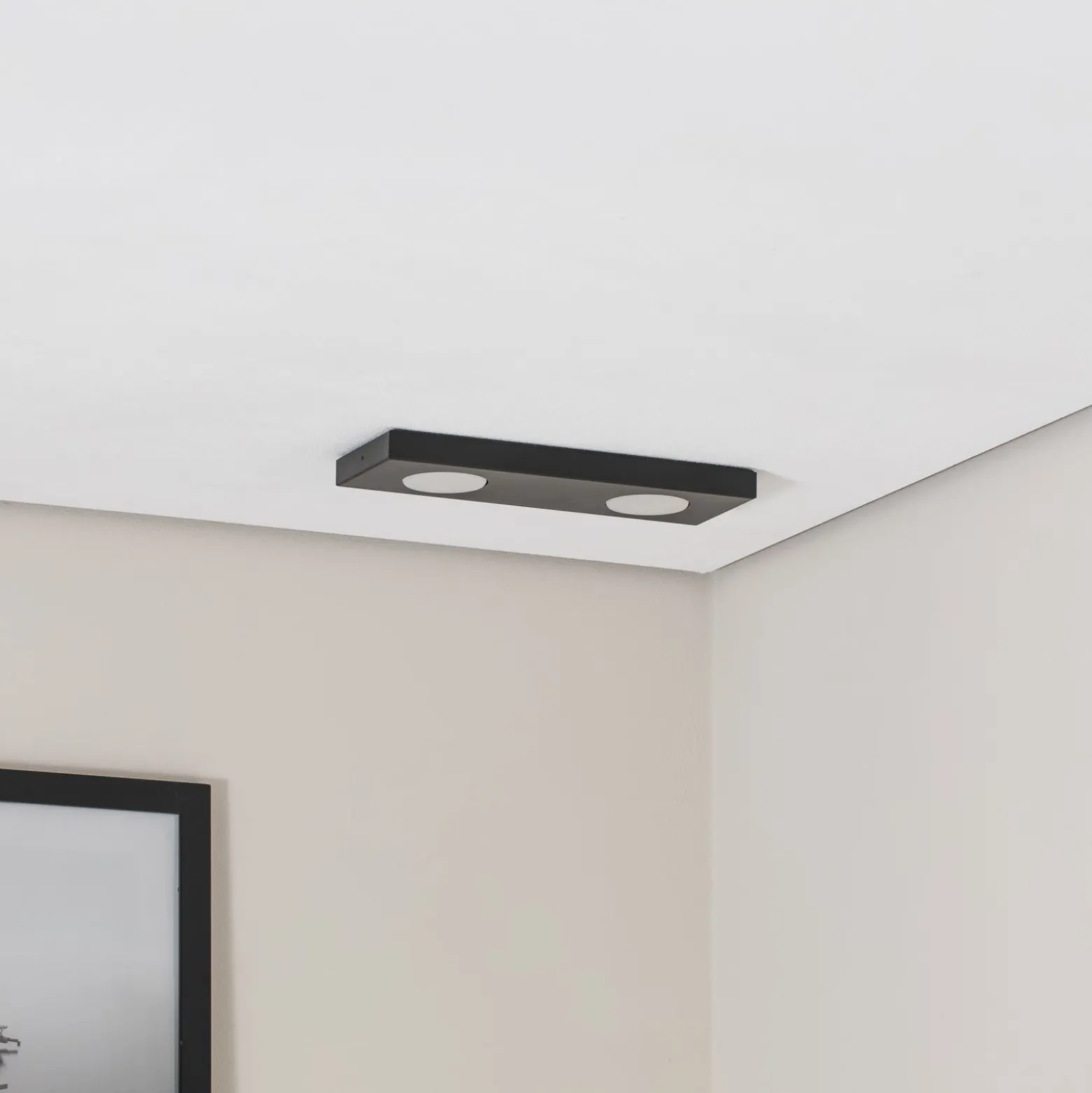 Deckenlampe Hero, 12 x 35 cm, 2-flg., schwarz, Metall, GX53