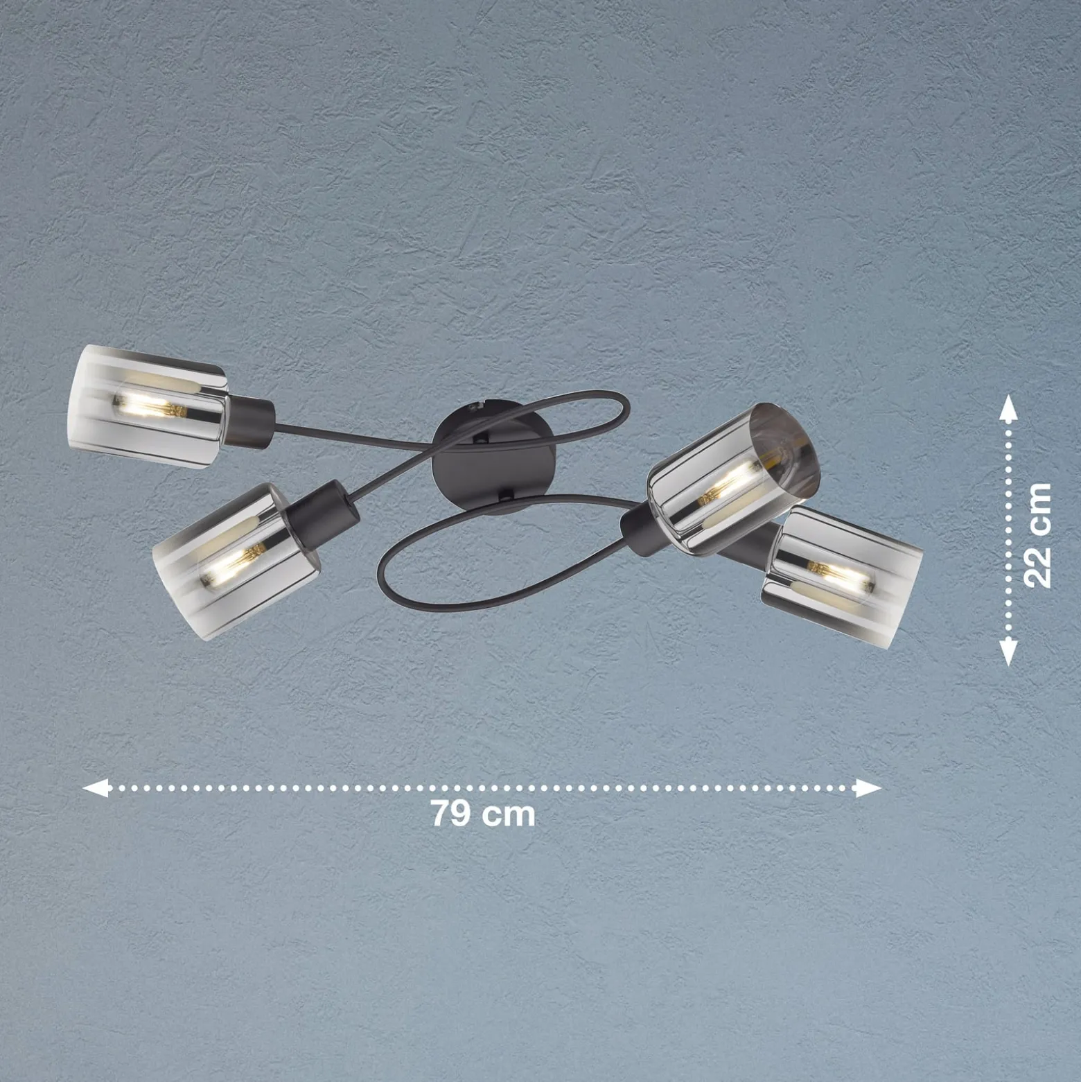 Deckenlampe Iska mit Armen, vierflammig