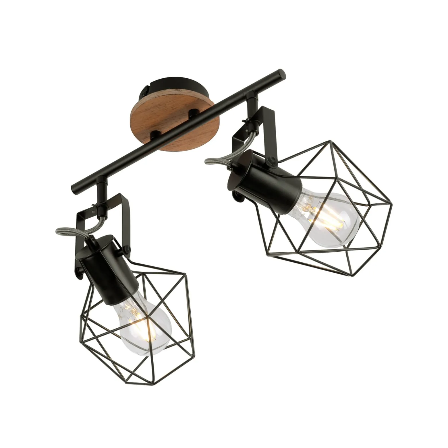 Deckenlampe Jaro justierbar schwarz/holz 2-flammig