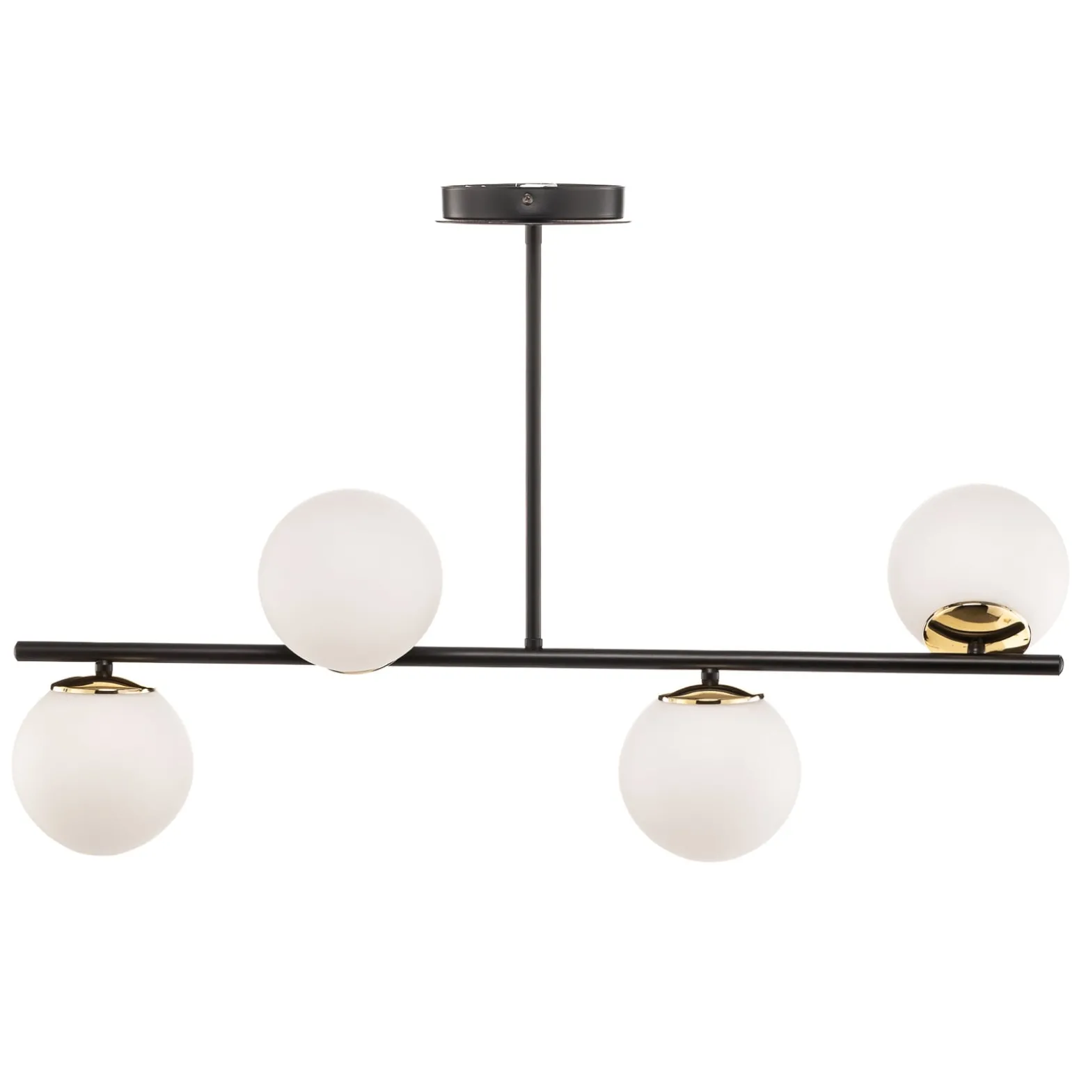 Deckenlampe Kiba, schwarz/gold, vierflammig