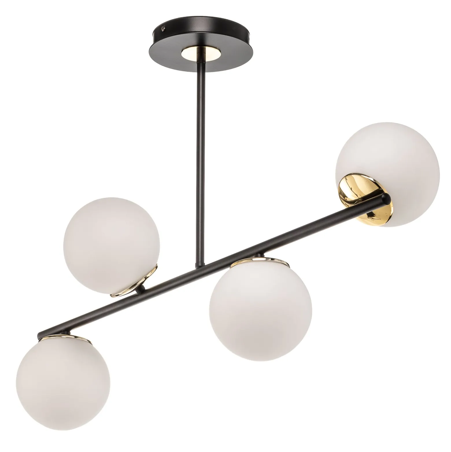 Deckenlampe Kiba, schwarz/gold, vierflammig
