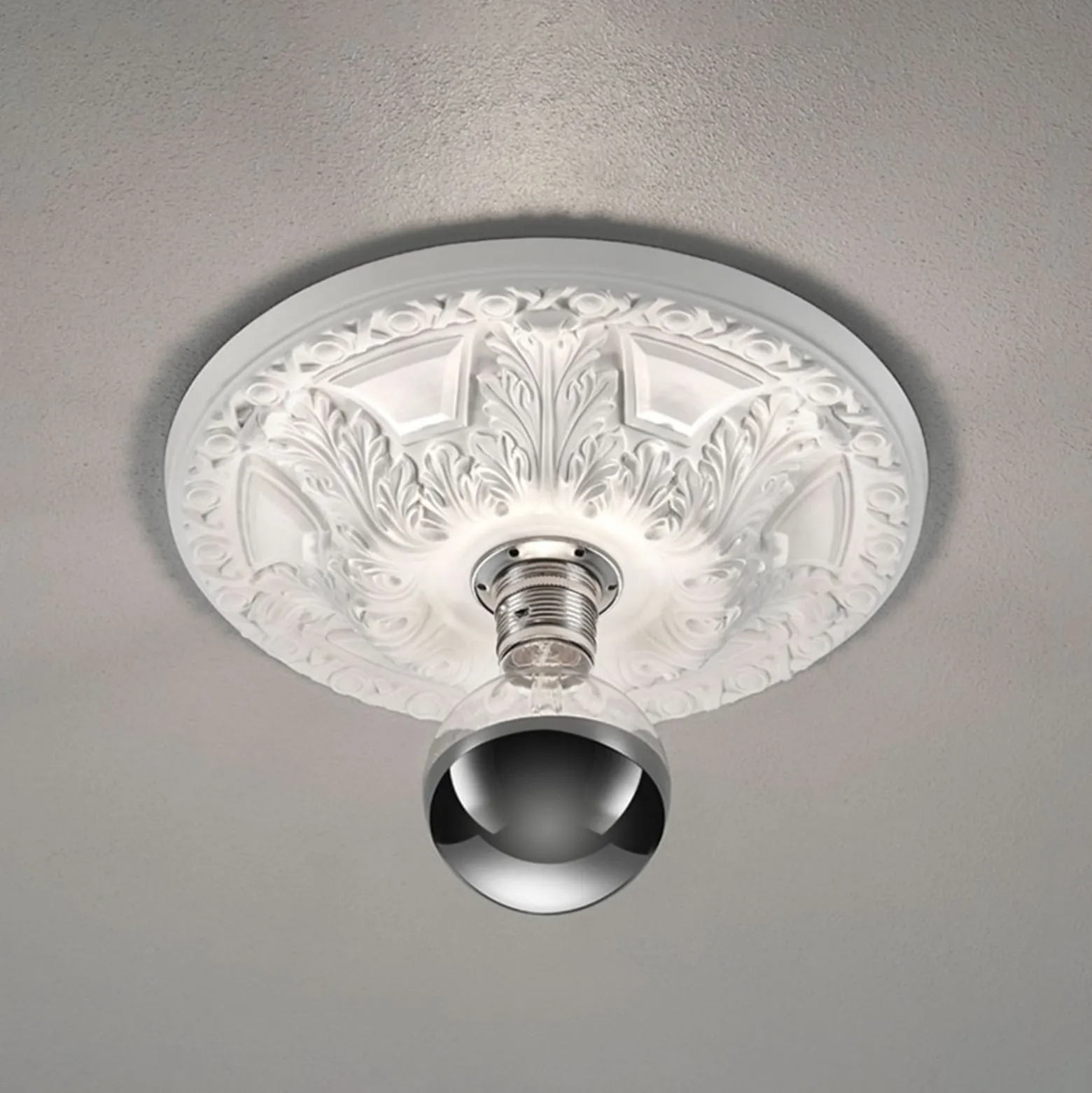 Deckenlampe Lilly, Gips, Stuckoptik Ø 30 cm