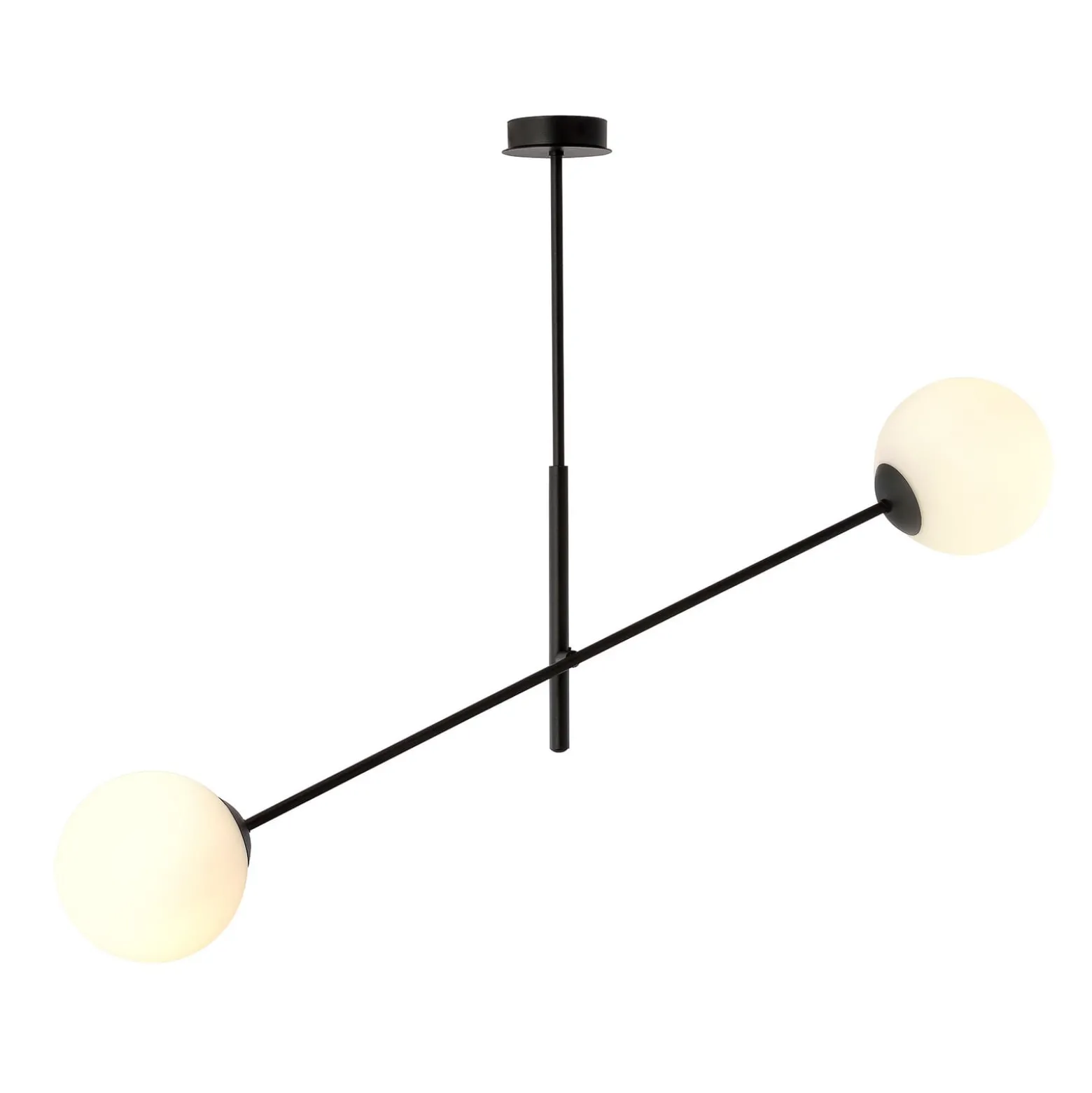 Deckenlampe Linear, schwarz/opal, zweiflammig