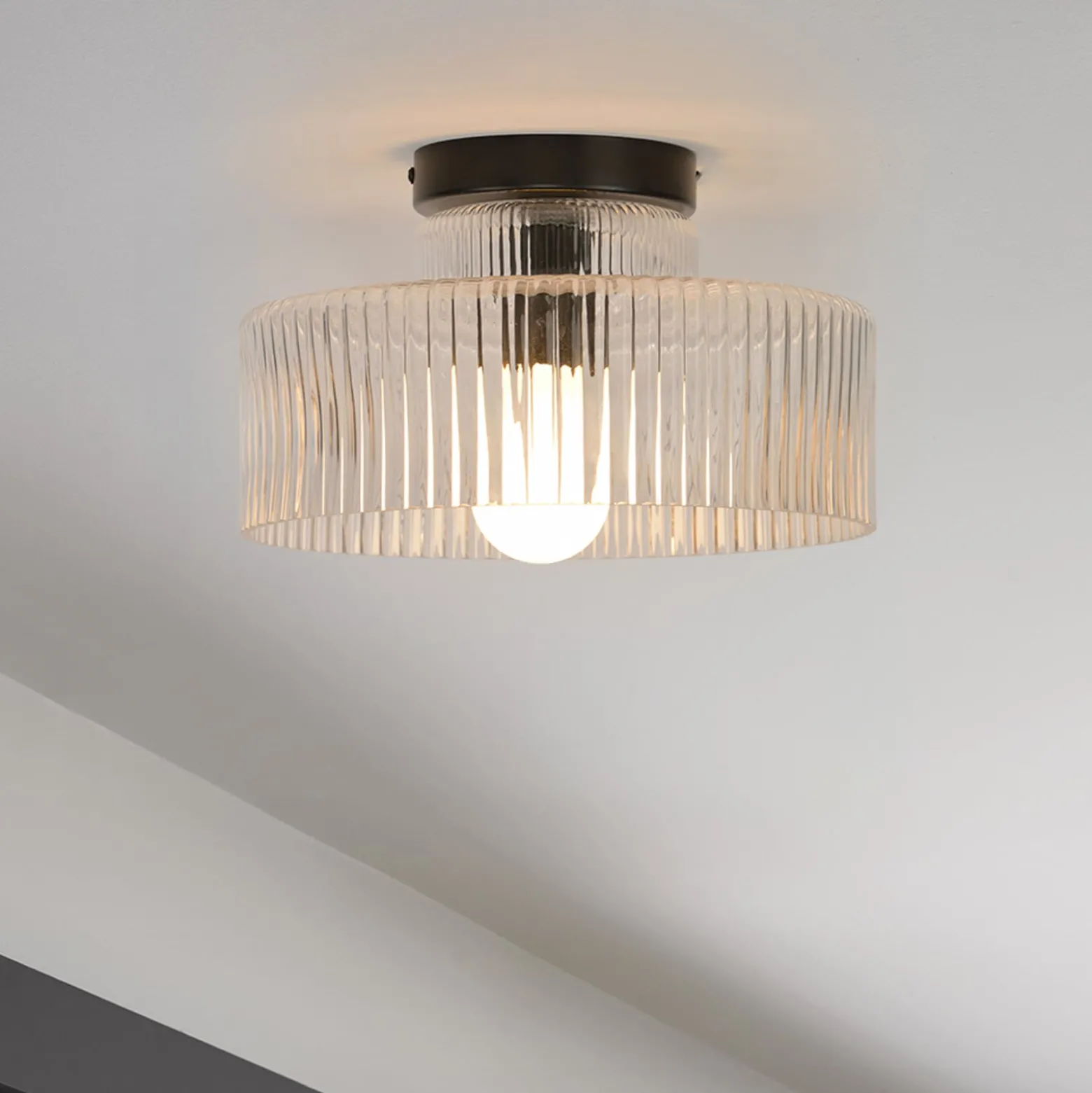 Deckenlampe Lorenzo, klar/schwarz, Ø 28 cm, Glas