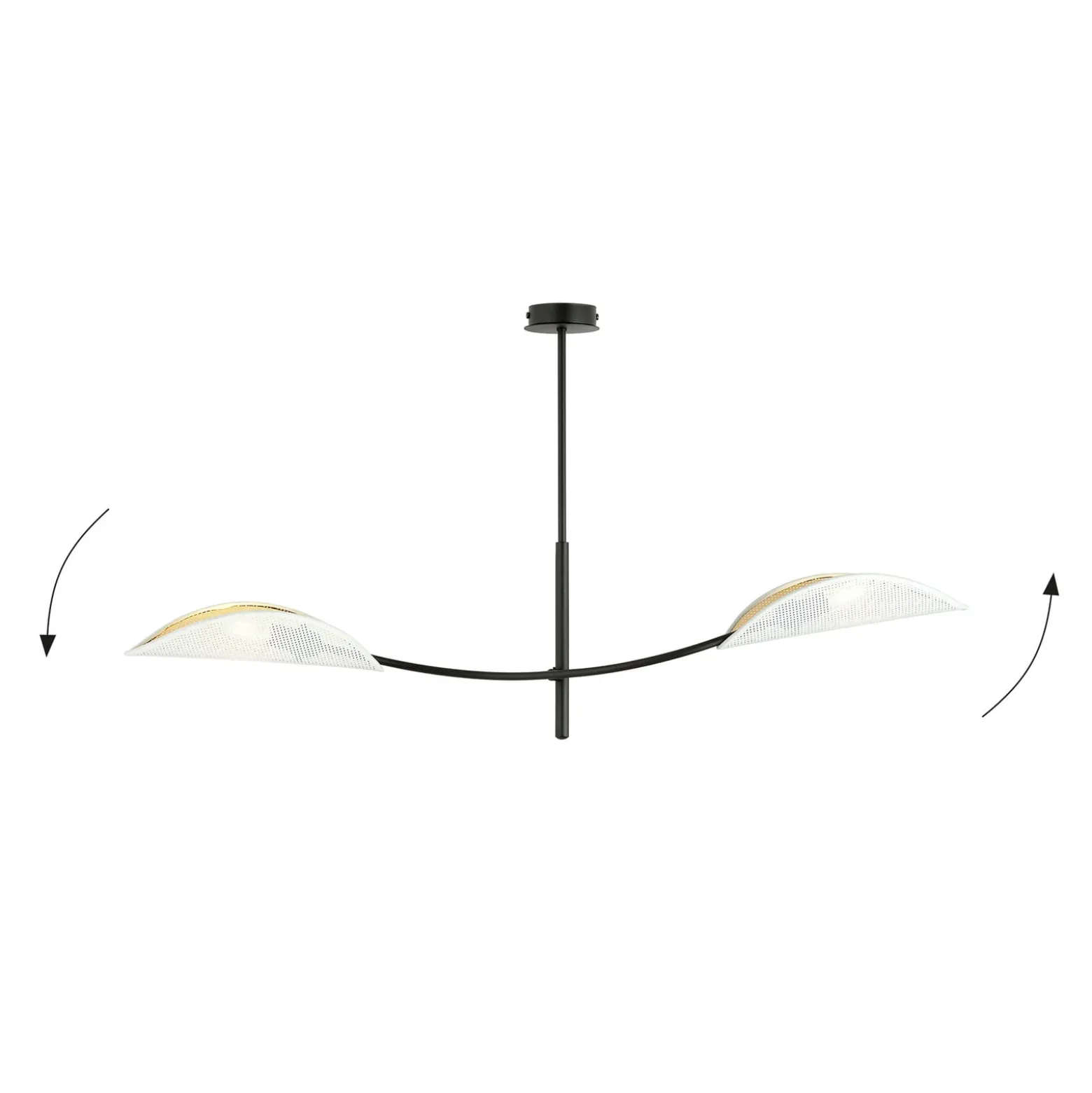 Deckenlampe Lotus, schwarz/weiß/gold, 2-flammig