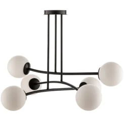 Deckenlampe Major, schwarz, sechsflammig