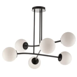 Deckenlampe Major, schwarz, sechsflammig